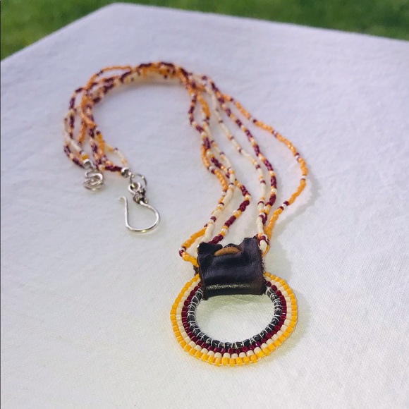 Handcrafted Peyote Beaded Circle Necklace Or Eyeglass Holder Necklace - Picture 3 of 6